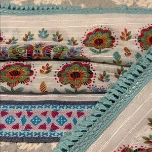 J Jill Jaquard-Border Infinity Scarf-Vibrant Dragon-Fruit Floral Print w Fringe